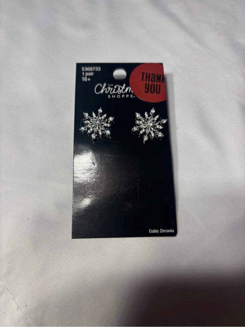 New The Christmas Shoppe Cubic Zirconia Snowflake Earrings - Clear Silver